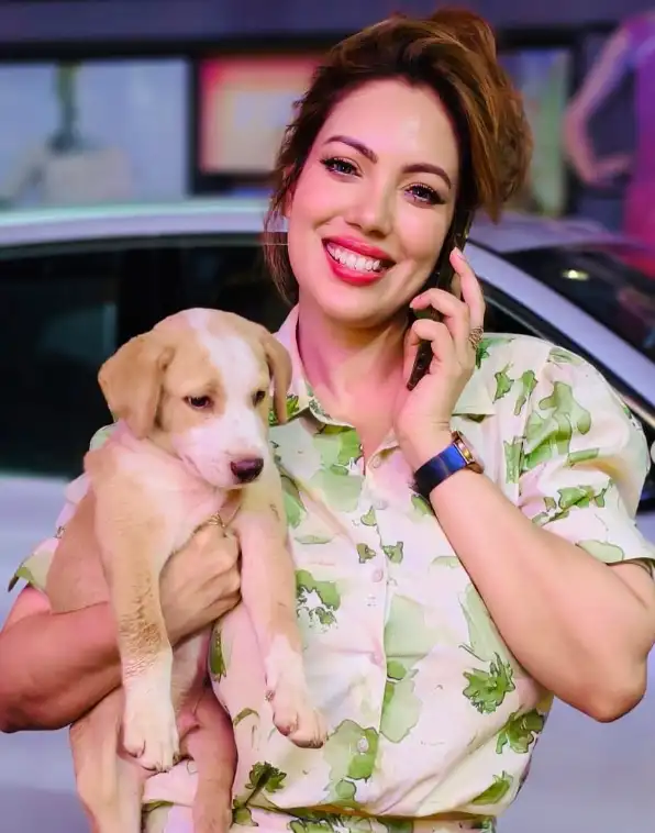 Munmun Dutta with pet