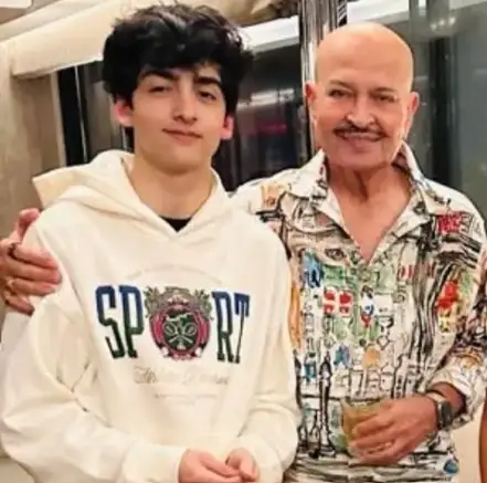 Hrehaan Roshan with her grandfather