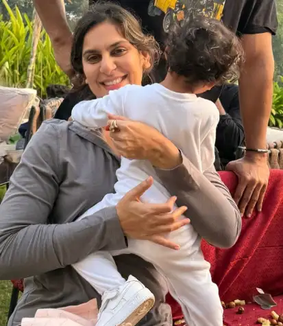 Upasana Kamineni with her daughter